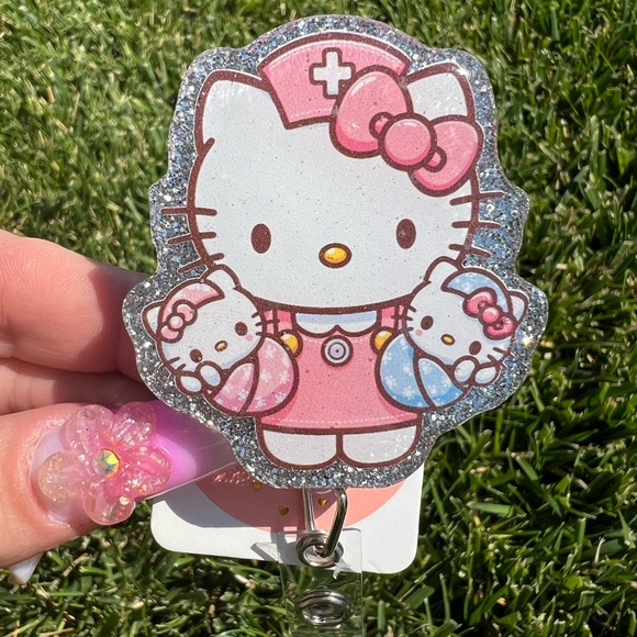 Hello kitty nurse obstetrician obstetrics gynecologist badge holder reel - Picture 1 of 2